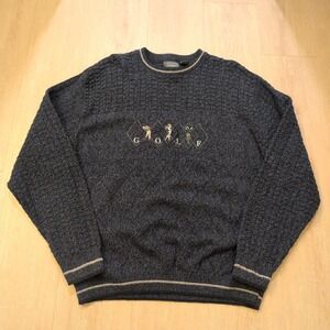 VTG Haggar Tour Golf Men's XXL Sweater Retro Grandpa Speckle Embroidered Blue